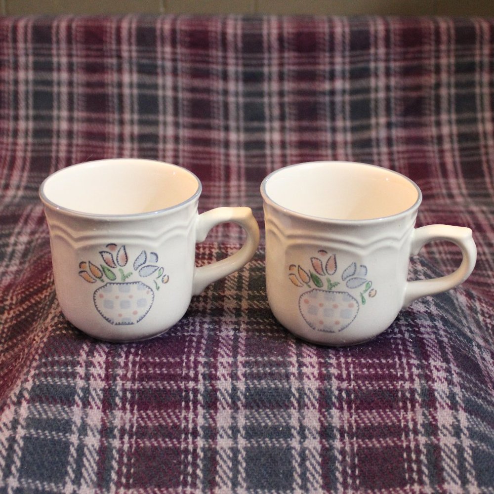 American Tapestry Stoneware Coffee Mugs Set of Two
